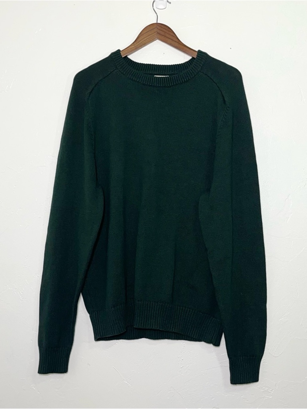 J. Crew Heritage Cotton Crewneck Sweater Men's XL Dark Forest Green Ribbed - Picture 10 of 14